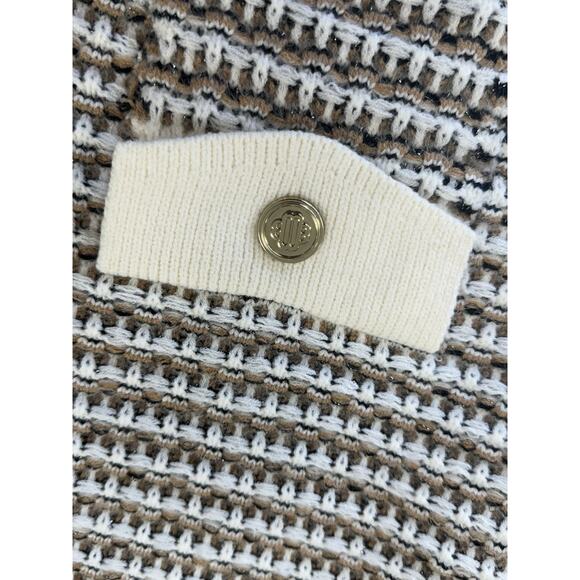 Nanette Lepore Cardigan Camel/ Cream Cozy Prewashed Yarn Cardigan Jacket S NWT - Picture 8 of 10